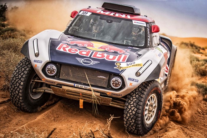 Red Bull MINI Rally Car Racing in Desert