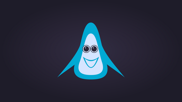 Tux the penguin smiling on a dark background