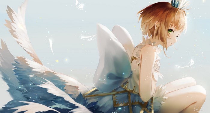 Sakura Kinomoto from Cardcaptor Sakura with wings