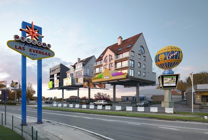 Surreal architecture in Las Vegas style, photo manipulation by Victor Enrich