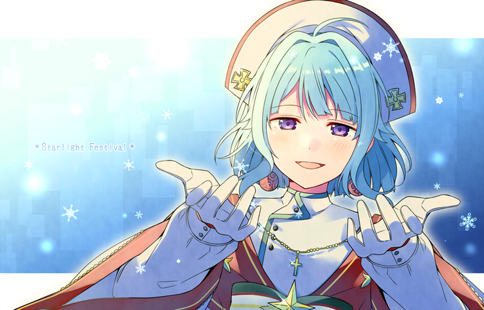 Anime girl from Ensemble Stars with blue hair
