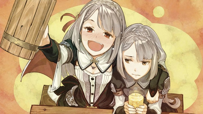 Two anime girls from Atelier Escha & Logy: Alchemists of the Dusk Sky