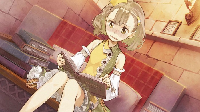 Escha Malier from Atelier Escha & Logy: Alchemists of the Dusk Sky reading a book