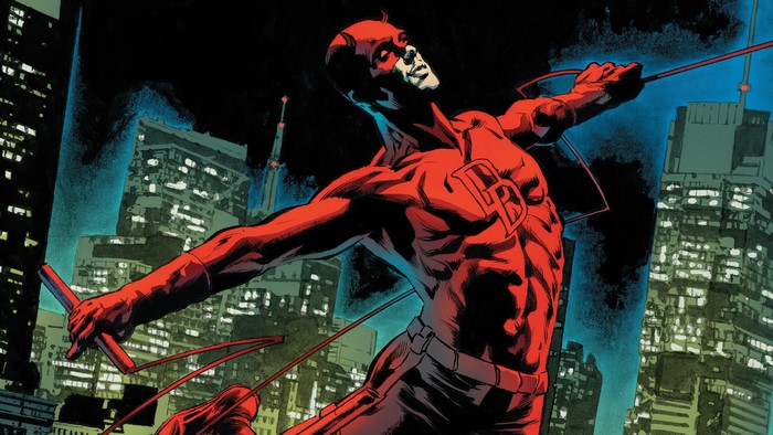 Daredevil from Marvel Comics in a city