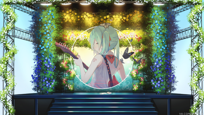 Hatsune Miku with Guitar on Stage