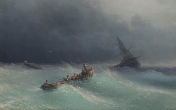 Shipwreck in a Storm with Lifeboats