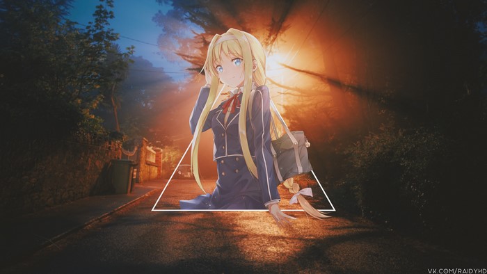 Anime girl in school uniform with a bag