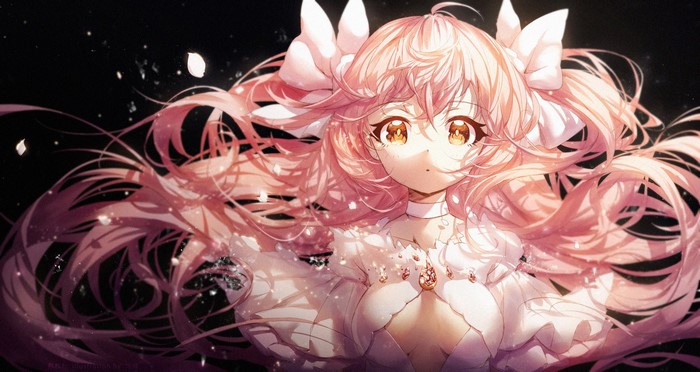 Anime girl with pink hair and orange eyes