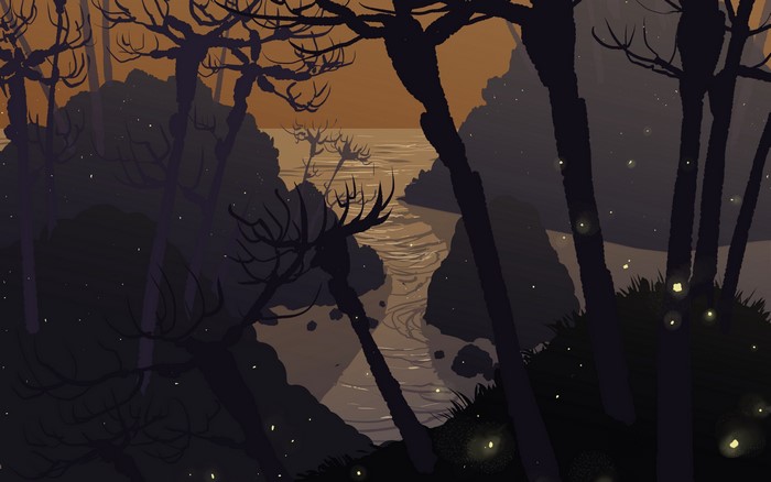 4K Artwork of a Forest with Fireflies