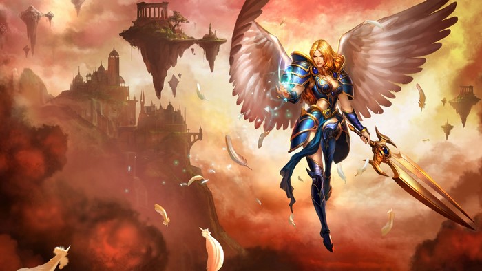 Kayle from League of Legends with sword and wings