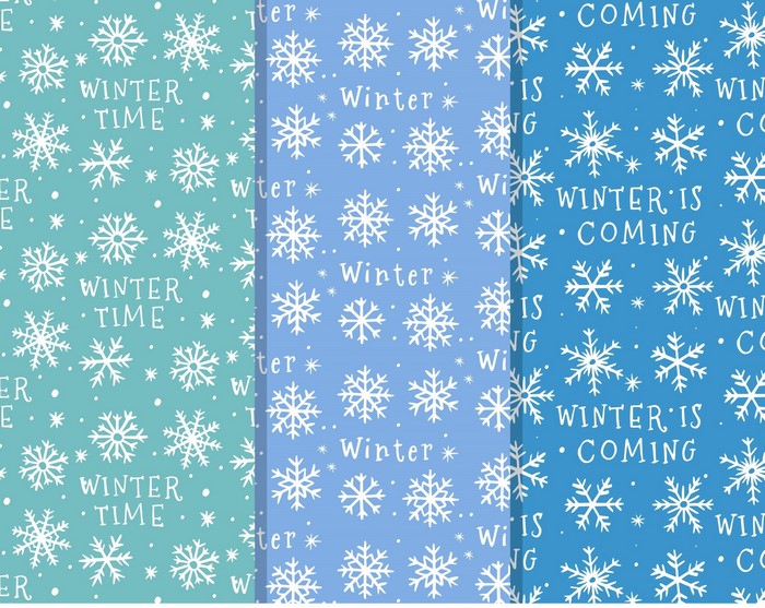 Winter snowflakes pattern with text