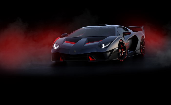 Lamborghini SC18 Alston supercar with red smoke