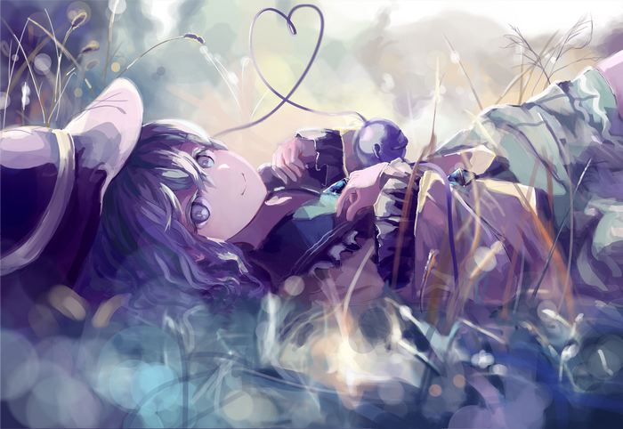 Komeiji Koishi from Touhou lying in grass