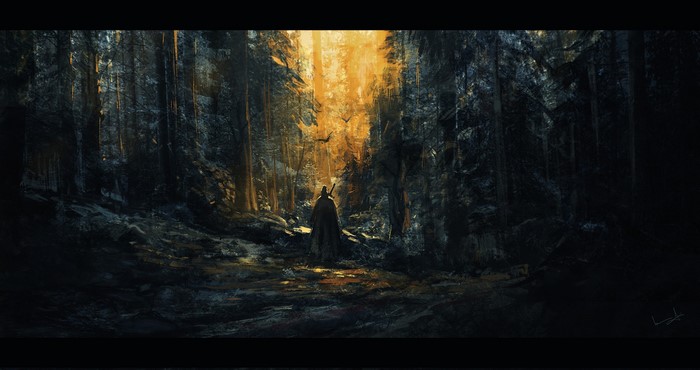 Gandalf from The Lord of the Rings in a forest