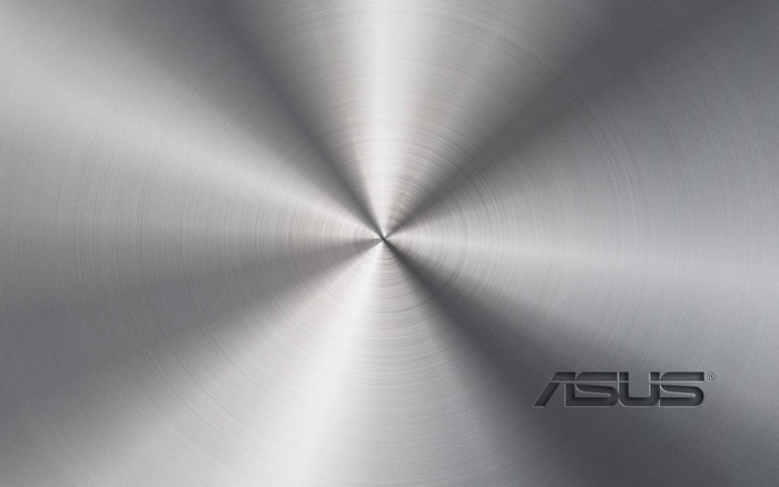 ASUS logo on brushed metal background