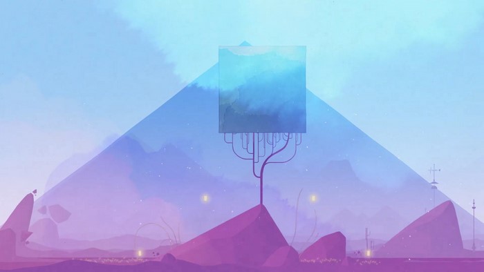 Gris video game art with abstract landscape