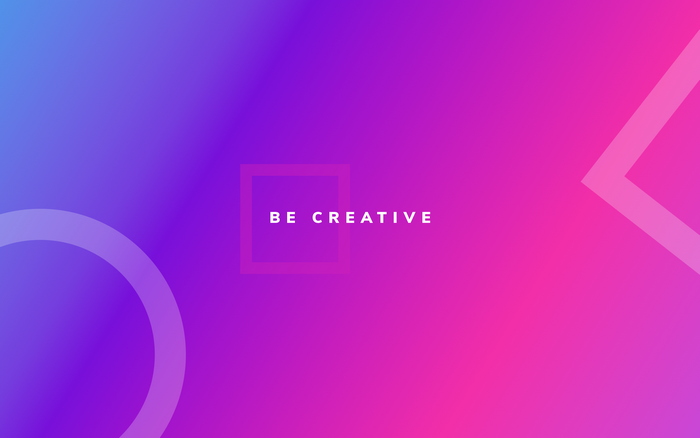 Gradient background with geometric shapes and text