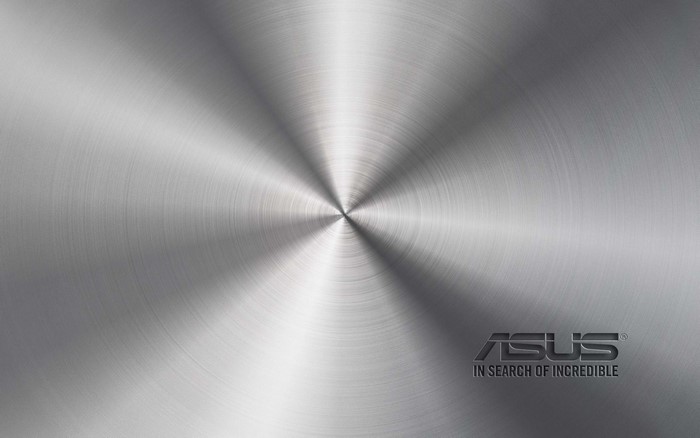 ASUS logo on brushed metal background