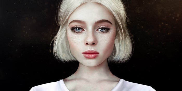 Digital art portrait of a blonde woman