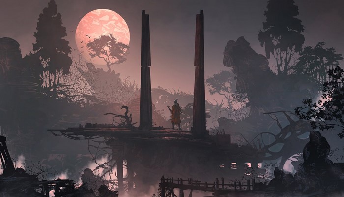 Samurai warrior in a mystical landscape from Sekiro: Shadows Die Twice