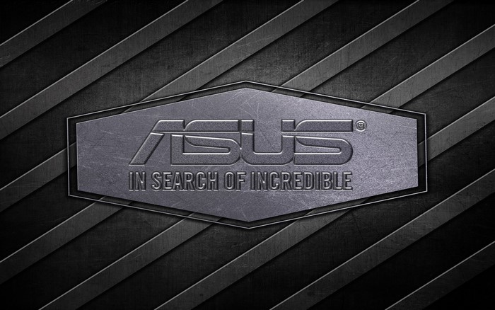 ASUS logo on a metallic background