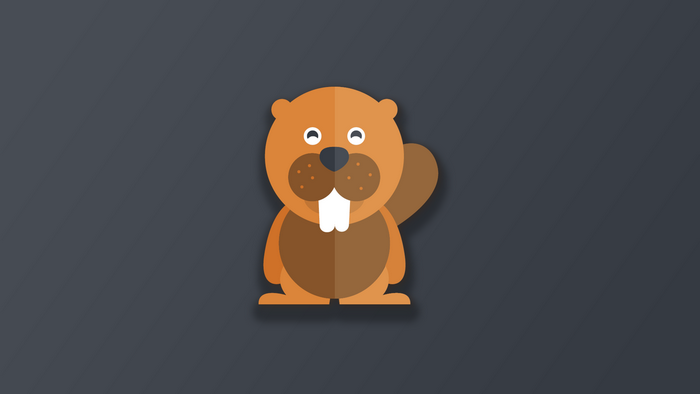 Flat design cartoon beaver waving