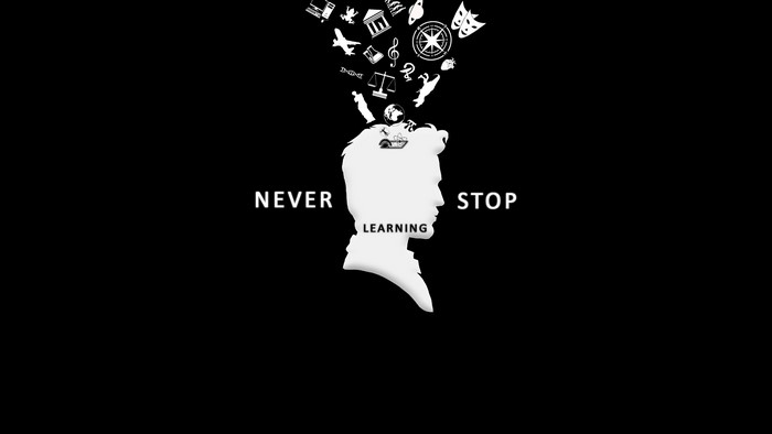 Motivational Silhouette with Learning Icons