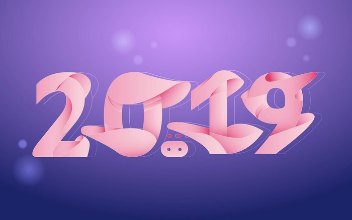 2019 stylized numbers with pig snout