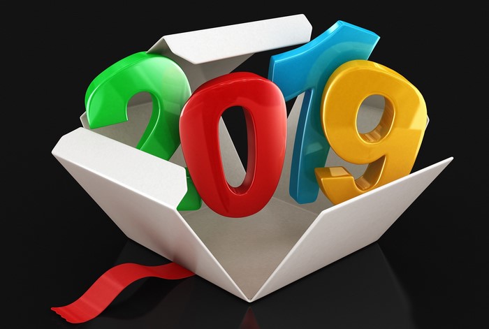 2019 numbers in a gift box
