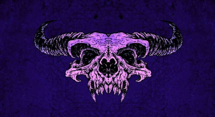 Demon skull with purple background