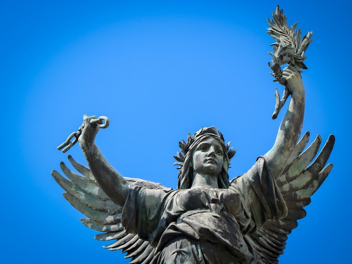 Statue of Liberty with Laurel Wreath and Broken Chains