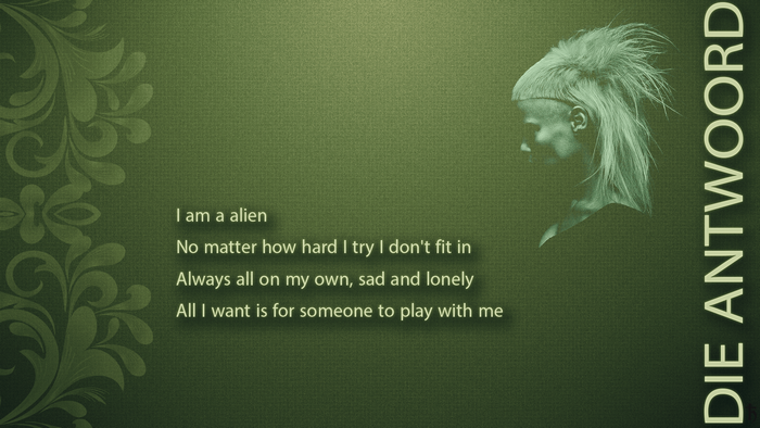 Die Antwoord portrait with lyrics
