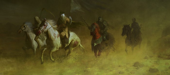 Four Horsemen of the Apocalypse on horseback