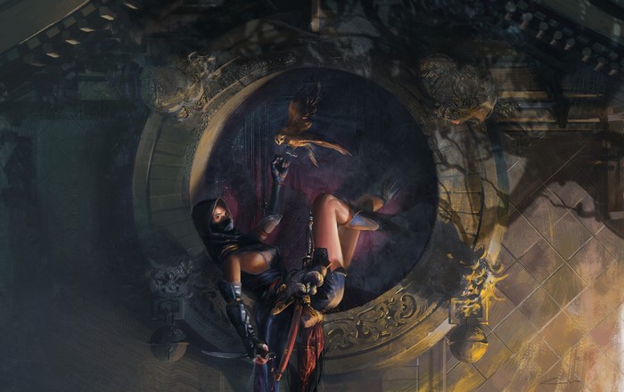 Assassin with a bird and sword