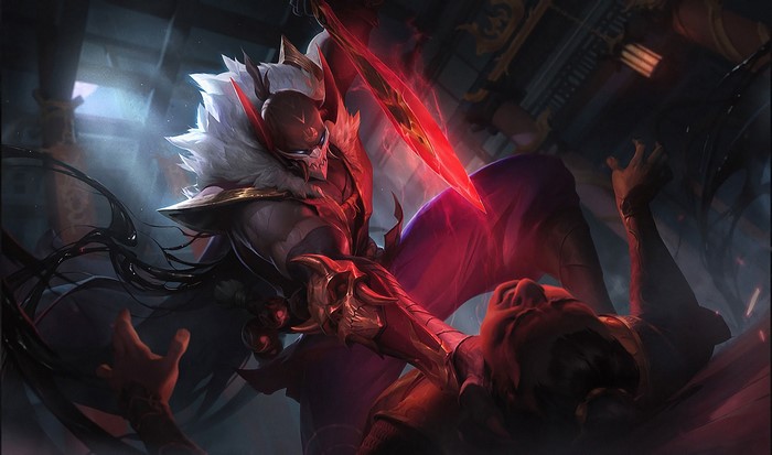 Pyke from League of Legends attacking an opponent