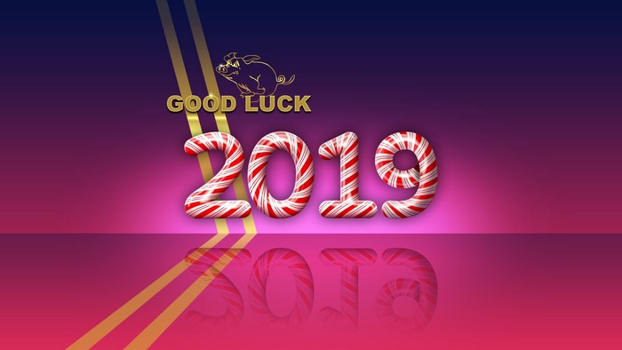 Good Luck 2019 Candy Cane Numbers Reflection