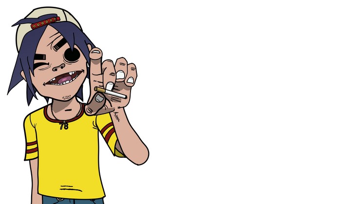 2-D from Gorillaz holding a cigarette