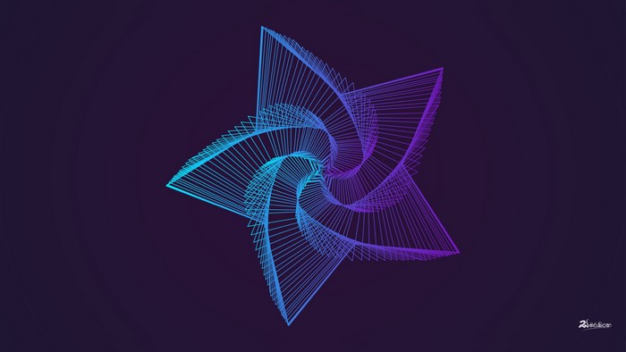 Abstract geometric star shape with gradient lines