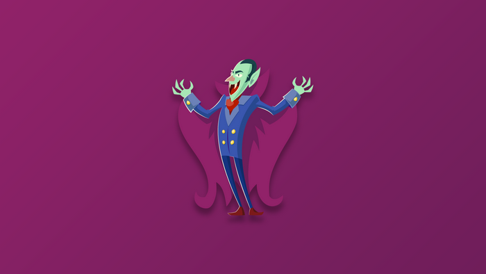Cartoon vampire with purple background