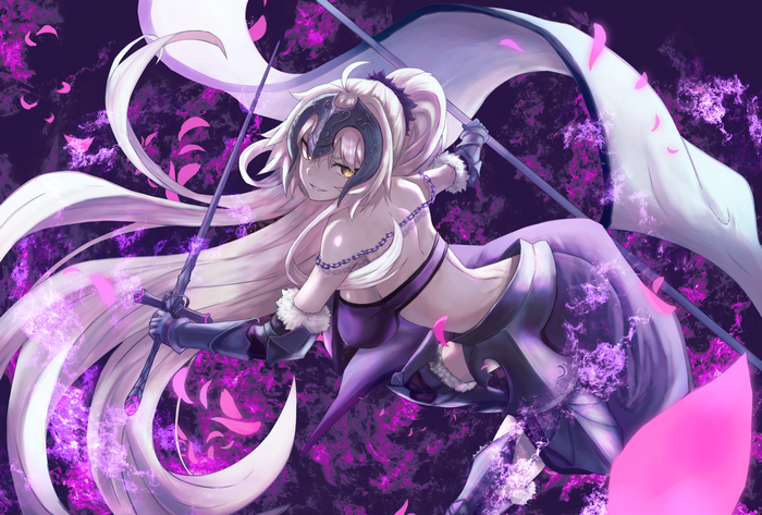 Jeanne d'Arc (Alter) from Fate/Grand Order with sword and flag
