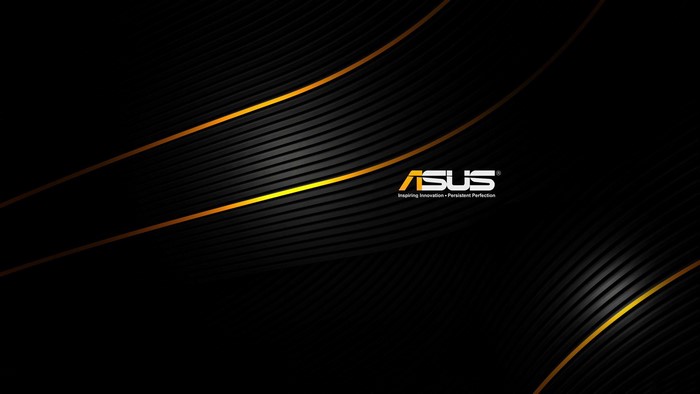 ASUS logo on a black background with gold accents