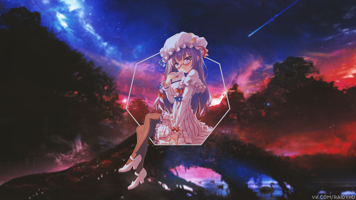 Anime girl with glasses in a hexagonal frame