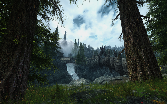 The Elder Scrolls V: Skyrim screenshot of a fantasy village