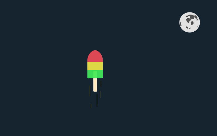 Popsicle Rocket Flying Towards the Moon