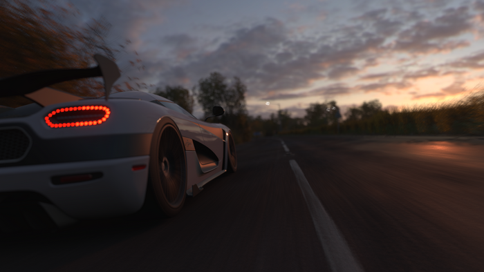 4K Forza Horizon 4 car on road at sunset