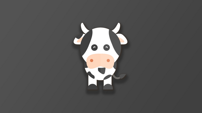 Simple cartoon cow illustration on a dark background