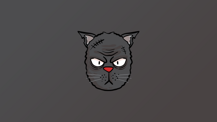 Scary cartoon cat with scars