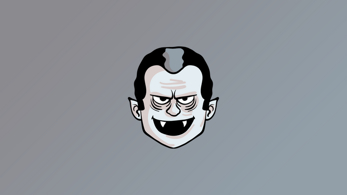 Cartoon vampire with fangs