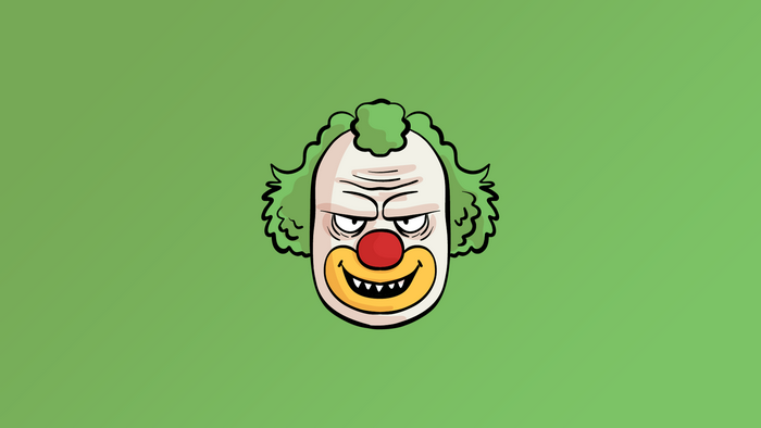 Scary clown face with green hair