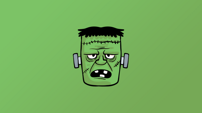 Frankenstein's monster head with stitches
